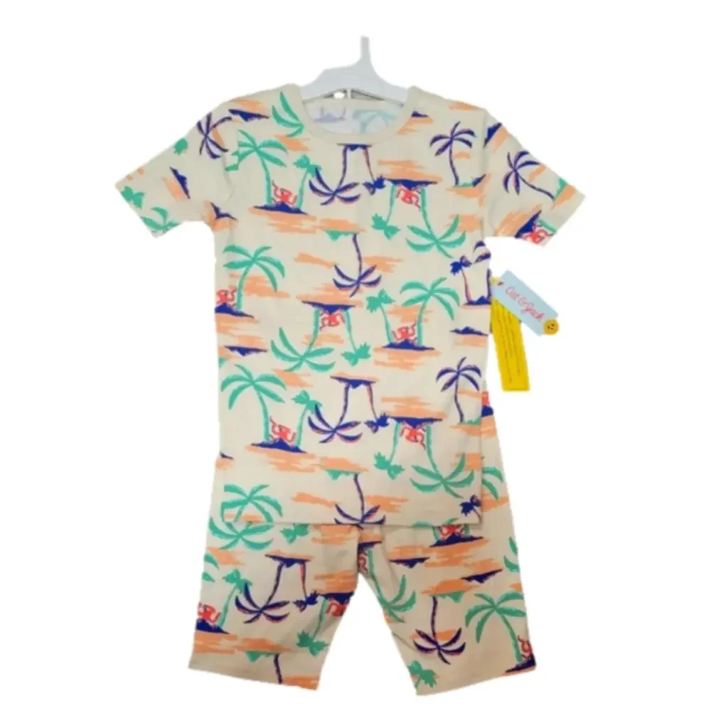 Size 14 Kids | Cat & Jack Matching Pajama Set - Island Palm Trees